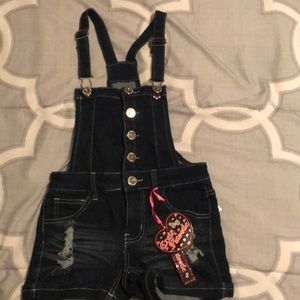 Girls denim short overalls